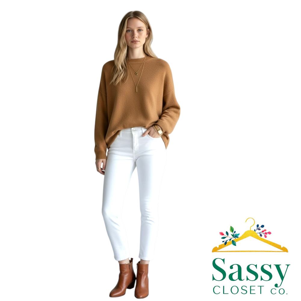 PAIGE White Skinny Jeans 30 Verdugo Crop Mid Rise Stretch Denim USA EUC